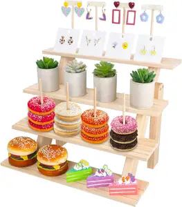 Combofome 4 livelli espositore in legno montante per Cupcake Stand da Dessert espositori per feste vassoi per servire cibo