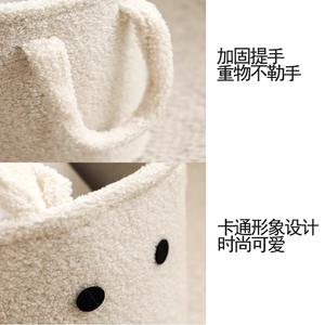 Seau de rangement en coton rond de grande capacité, organisateur de jouets pour enfants avec poignée, pour le rangement des vêtements dans le salon et la chambre à coucher - Product Image 5