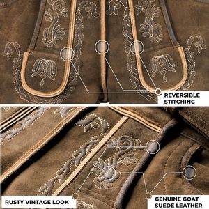 Lederhosen authentiques pour hommes, shorts en cuir véritable, tenues d'Oktoberfest, style traditionnel allemand, longueur courte, style daim marron - Product Image 6
