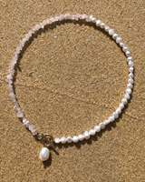 Collier ras de cou minimaliste en perles d'eau douce roses et cristaux, fait main, qualité supérieure, vente en gros