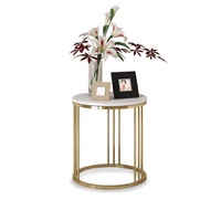 Table basse de luxe 2021, table d'appoint moderne, structure en bois massif, plateau en marbre blanc, ronde