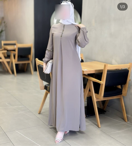 Hijab Kaftan伝統的なイスラム教徒のドレスと控えめな黒アバヤ女性のためのドバイイスラム服ジャカルタから - Product Image 5