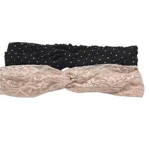 Women's New Design Elastic Hair Bands <strong>Lace</strong> Bronzing <strong>Headband</strong> Fashion Hair Accessories - Product Image 1