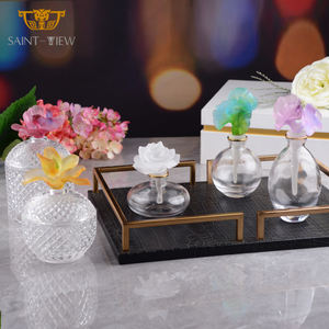 Jolie bouteille de parfum ronde, rechargeable, vente en gros, ensemble cadeau de dubaï, emballage plaqué or, verre surdoré vide - Product Image 3