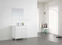 Armoire de toilette de luxe légère flottante simple sur pied PVC blanc gris armoire de toilette de salle de bain