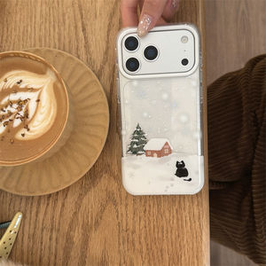 Coque de téléphone <span class=keywords><strong>chat</strong></span> <span class=keywords><strong>noir</strong></span> avec flocons de neige et paillettes pour iPhone 17, 16 Pro Max, 15 Pro, 14 Max, 13 – Protection antichute élégante - Product Image 2