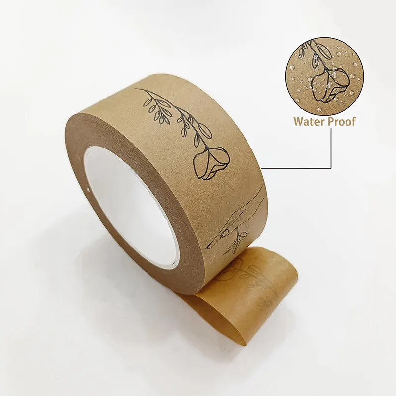 Water Geactiveerd Gegomd Versterkte Kraft Papier Tape Custom Logo Kraft Papier Tape Voor Verpakking Bruine Tape