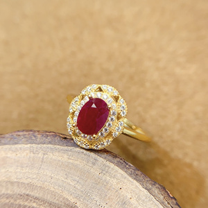 Anillo de Plata de Ley 925 con Baño de Oro de 18k y Zafiro/Rubí Natural para Mujer, Uso Diario, Regalo, Venta al Por Mayor de Fábrica - Product Image 4
