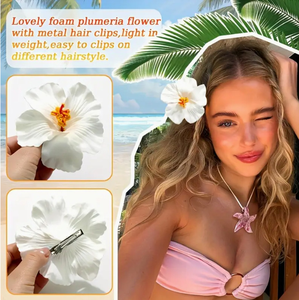 Pinzas para el Cabello <span class=keywords><strong>con</strong></span> Flores Artificiales Estilo Bohemio, Flor de Hibisco, Pinza para el Cabello <span class=keywords><strong>con</strong></span> Flor de Huevo, Accesorios para el Cabello para Vacaciones, Playa, Boda, Estilo Hawaiano - Product Image 3