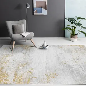 Big Home Decoration Modern Grey And Gold Rug Nordic Printing Center Carpets And Rugs