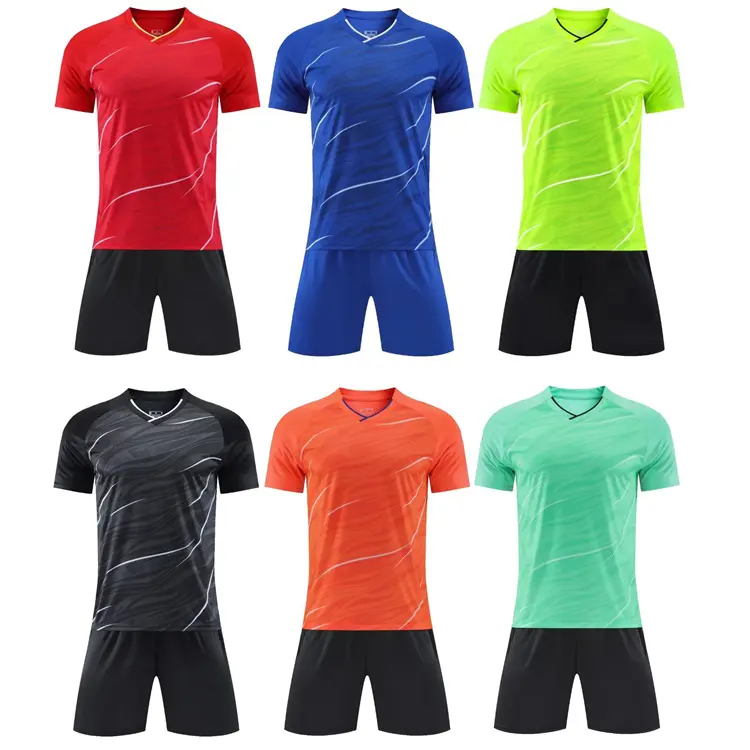 Maillot de football expédié par l'usine ensemble deux pièces vêtements de sport pour hommes chemise uniforme d'entraînement à col en V et short