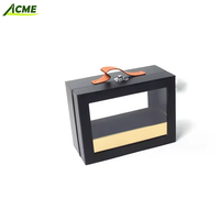 Boîte cadeau en carton rigide transparente avec fenêtre rabattable, compatible avec cadre photo, bougie, portefeuille, revêtement UV mat, vente en gros