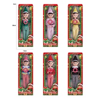Elfe de Noël en plastique recouvert de vinyle JQ de 14 pouces, poupée elfe articulée à 11 points avec lumières musicales pour la décoration de la maison, du bureau ou des fêtes
