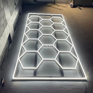 Lampe hexagonale à LED à gradation pour réparation automobile Plafonniers en nid d'abeille 4500K Système de 14 grilles pour garages d'atelier et de détail de <span class=keywords><strong>voiture</strong></span> - Product Image 3