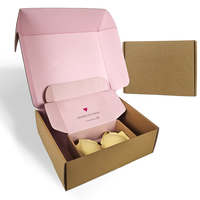 Boîte d'expédition auto-fermante en carton ondulé personnalisée rose en papier kraft brun fabriquée en Chine
