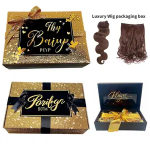 2024 Wholesale Custom Logo Premium Gift Box Luxury Large Package Cardboard Paper Wig Hair Extension Magnetic Packaging Box