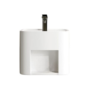 Lavabo mural monobloc moderne de petite taille pour salle de bain d'appartement, idéal pour les petits espaces, appartements, gîtes et hôtels - Product Image 6