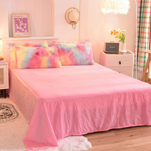 Ensemble de draps de lit moelleux ensemble de quatre pièces en laine hiver corail velours draps de lit <span class=keywords><strong>couette</strong></span> Super doux hiver draps de lit ensemble de literie - Product Image 3