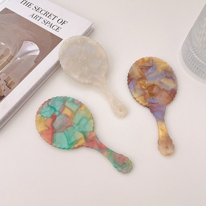 Alla moda acetato bordo ovale specchio portatile piccolo specchietti da tasca ogni giorno Touch-up specchio Logo personalizzato - Product Image 2