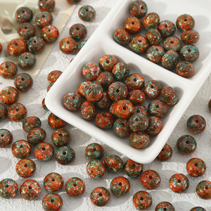 New Chinese Style Glazed Oil Painting Effect Abacus Shape Ceramic <b>Beads</b> for Home Decor Accent Display - Product Image 3