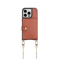 Casing Ponsel Kulit dari Bahan Daur Ulang dengan Tali Selempang untuk iPhone 14 15 16 Pro Max, Dompet Pelindung Kartu