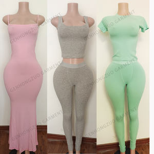 Benutzer definierte 2-teilige Loungewear-Sets Damen Gemütliche Baumwolle gerippte Bambus-Pyjamas für Damen Lounge Wear Zweiteilige Damen-Sets - Product Image 5