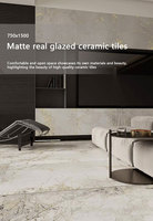 Azulejos de porcelana esmaltada suave real de 750X1500, aspecto de mármol con acabado brillante/mate, textura de parquet sólido, Interior de Villa para sala de estar