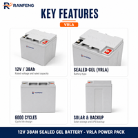 Baterai LiFePO4 Gel Tertutup RANFENG 12V 38Ah untuk Penyimpanan Energi Surya, UPS, Kapal, Peralatan Listrik, Kursi Roda Elektrik