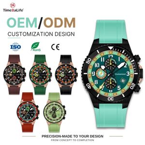 Reloj Cronógrafo de Cuarzo Multifunción con Correa de Caucho FKM y Movimiento Miyota OS60 Personalizado OEM, con Fecha a las 4 en Punto - Product Image 1
