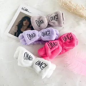 Ew Letter Omg Koraal Fleece Zachte Strik Hoofdbanden Voor Vrouwen Meisjes Schattige Haarhouder Haarbanden Haarbanden Hoofddeksels Haaraccessoires