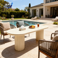 Nouvelle conception moderne, table de salle à manger ovale en fibre de verre durable, personnalisée, 6 places, pour la maison, l'hôtel et l'entrée