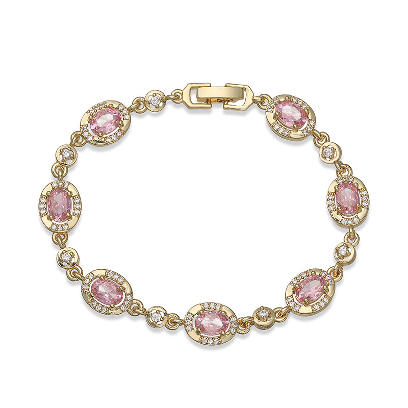 Bracelet couture ovale diamant rose doré
