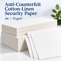 Papier Bond Invisible UV Rouge Bleu Coton Lin 75gsm 65% Coton 20% Lin 15% Pâte de Bois Document Sécurisé 100PCS Imperméable