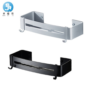 Étagère de rangement rectangulaire en aluminium Saint Ruijia, 1 niveau, noire, à fixer au mur de la salle de bain, pour porte-papier toilette - Product Image 2