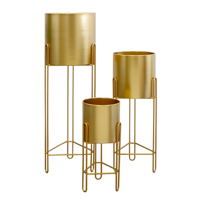 Pot de fleurs artificiel doré pour intérieur, balcon, plantes, supports de fleurs au sol, jardinière pour la décoration de la maison