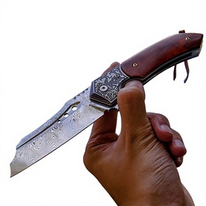 Cuchillo de Caza de Hoja Fija de Acero de Damasco con Mango de Madera, Grado Industrial Resistente, OEM, Punta Caída, para Uso en Camping - Product Image 5
