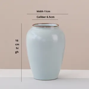 Cerámica Estética de la Dinastía <span class=keywords><strong>Song</strong></span>, Nuevo Estilo Chino, Florero Hidropónico de Gran Diámetro, Adornos Decorativos para Flores Secas, Decoración para el Hogar - Product Image 3