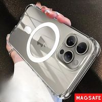 Étuis de téléphone portable transparents antichoc, étui de téléphone magnétique transparent pour iPhone 16 15 14 13 Pro Max