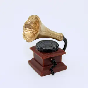 Phonograph Mini Ob11 miniatur mainan makanan Model adegan rumah boneka aksesoris