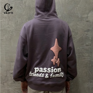 Sweat-shirts à capuche en coton 100% de haute qualité, impression en relief personnalisée, streetwear, graphisme 3D, pull-over, style vintage Y2K, service d'usine OEM ODM - Product Image 2