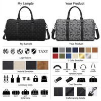 Sac de voyage week-end en PU gaufré géométrique OEM avec séparation sec/humide, bandoulière réglable, grande capacité