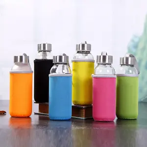 2023 Factory New Products Wholesale Cheap Price Creative String Colorful Glass Water Bottles with Protective Sleeve