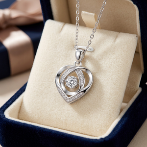 Collar con colgante de corazón de lujo romántico, cadena plateada de plata 925, joyería para mujer, 2,37g - Product Image 4