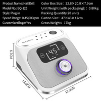 Machine à ongles avec écran LCD HD, 45000 tr/min, interrupteur marche/arrêt, logo personnalisé, faible MOQ pour les propriétaires de salons et les techniciens en ongles