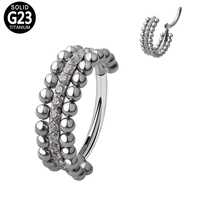 G23/ASTM F-136 Double Sided Beads Side Facing CZ Paved Hinged Segment Clicker