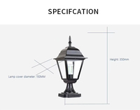Lanterne de poteau de clôture murale IP65 en fer, lampe solaire LED pour jardin, pont, quai, patio, école, paysage, lumière de pilier classique