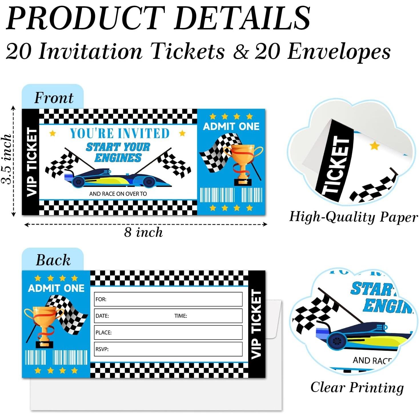 赛车游戏生日派对门票邀请儿童女孩男孩蓝色赛车生日邀请青少年邀请卡| Alibaba.com, image size:1467x1467