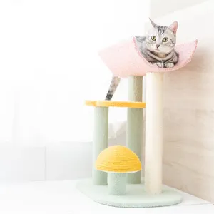 Günstige Kratz baum Decke hohe Dekorationen integrierte natürliche Sicherheit Spielzeug kawaii Pilz Katze Rest Turm Baum