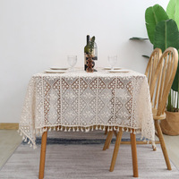2025 nouveau produit macramé Boho Rural Crochet fil de coton creux gland Table à thé Piano couverture Table couverture nappe décor