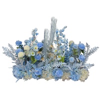 Arrangements floraux de mariage complets en tons bleus, décorations florales artificielles en soie, y compris des fleurs d'allée, des marqueurs de chemin et un toile de fond